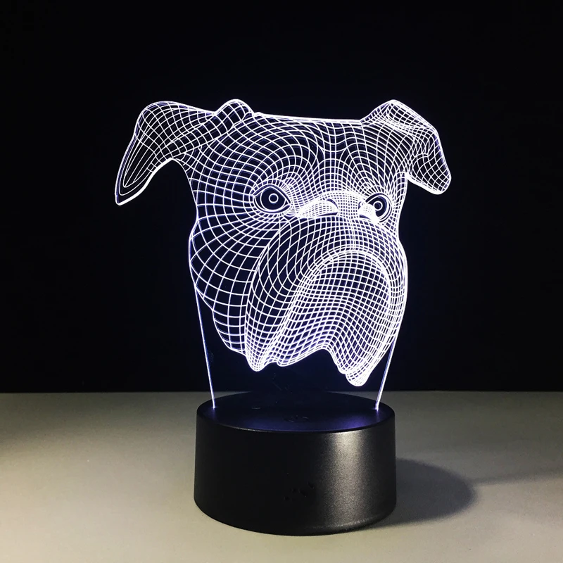 3d-ночник в виде головы пекинской собаки цветная сенсорная светодиодная настольная лампа подарок на заказ атмосферная для