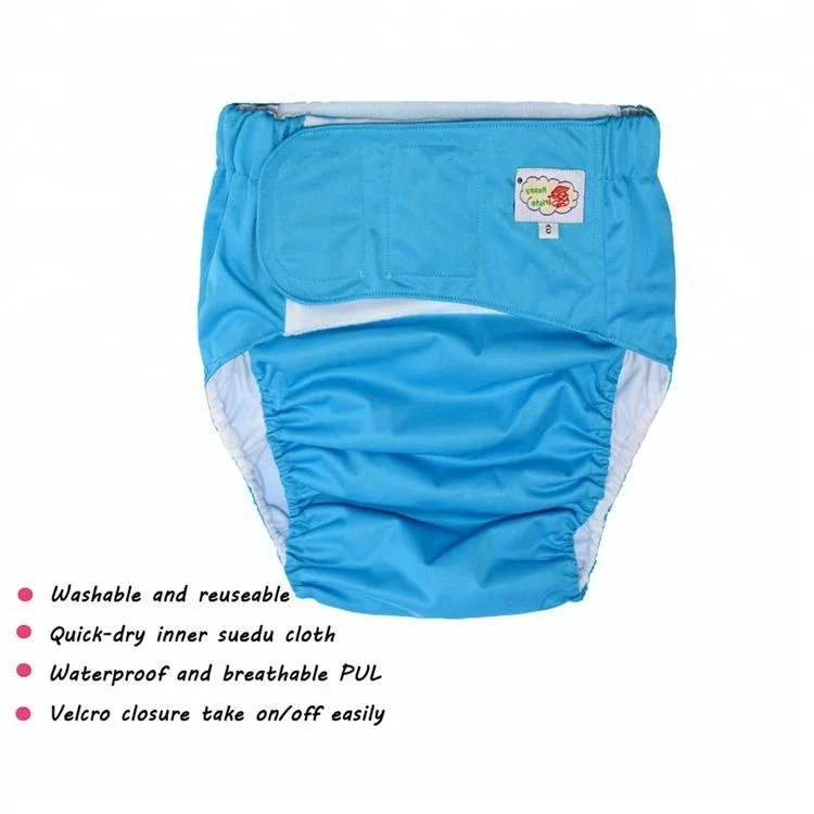 Waterproof and reusable adult cloth diaper pants suede cloth liner
