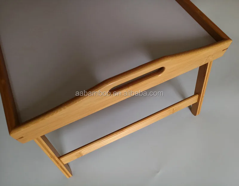 Bamboo wood foldable food tray breakfast table serving bed tray study laptop bed serving tray with legs