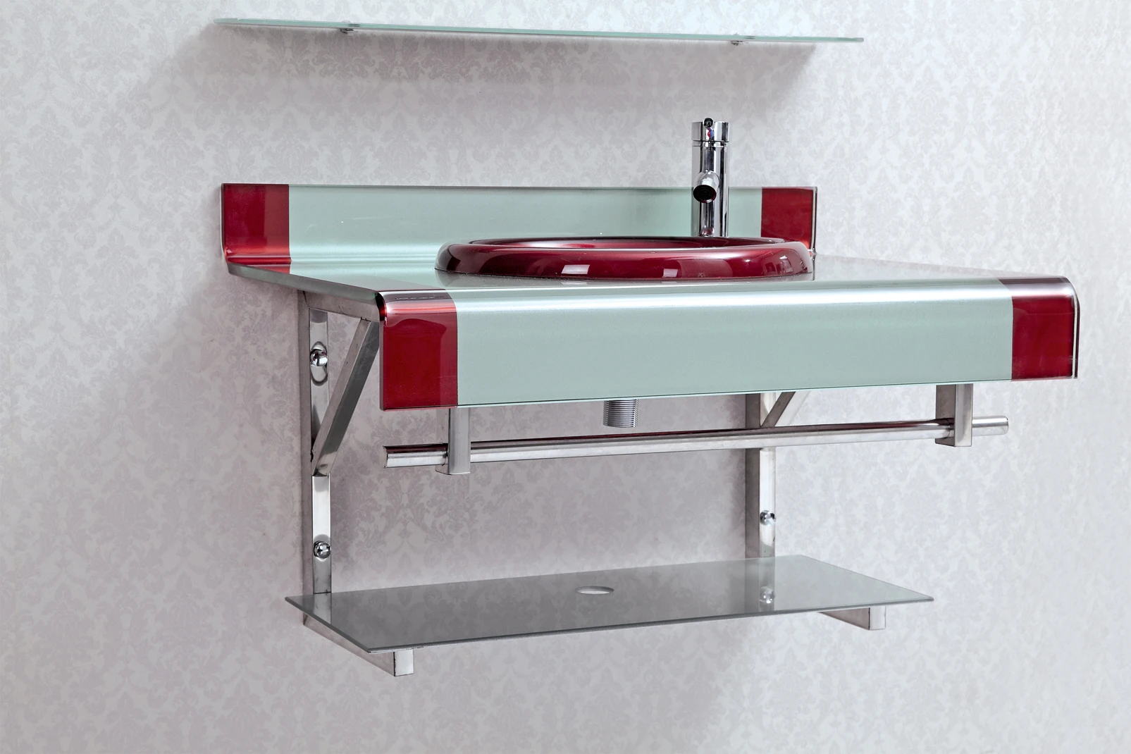 Good Quality Baking Finish Two Pieces Bathroom Glass Basin Sink Factory