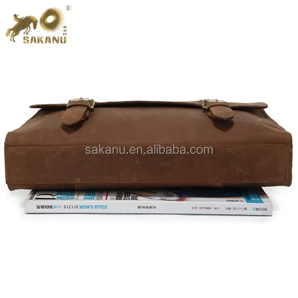 Vintage Men Leather Messenger Laptop Bag business Leather Briefcase Tote Shoulder Bag