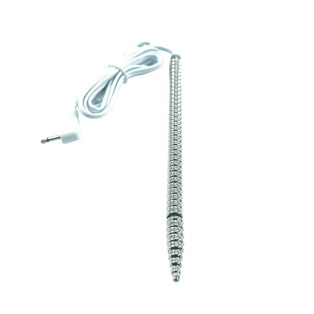 Electric shock wave physical therapy equipment stainless steel whorl urethral sound vibrator penis plug electro sex toy