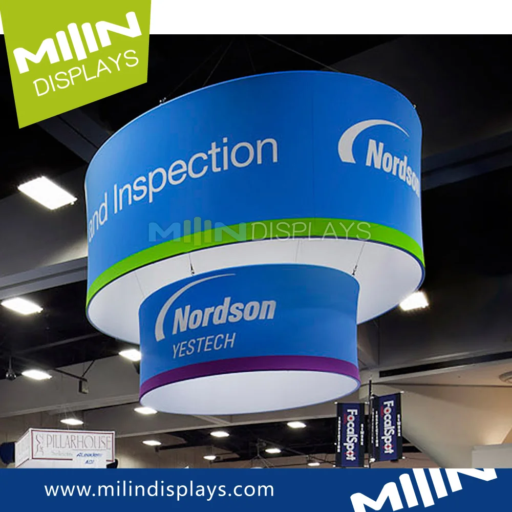 Trade show exhibition ceiling hanging banner flutter tension fabric up banner for promotion exhibition