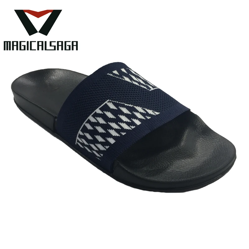 Newest eco-friendly red fly knit material beach sandals upper for slide slipper men sandal