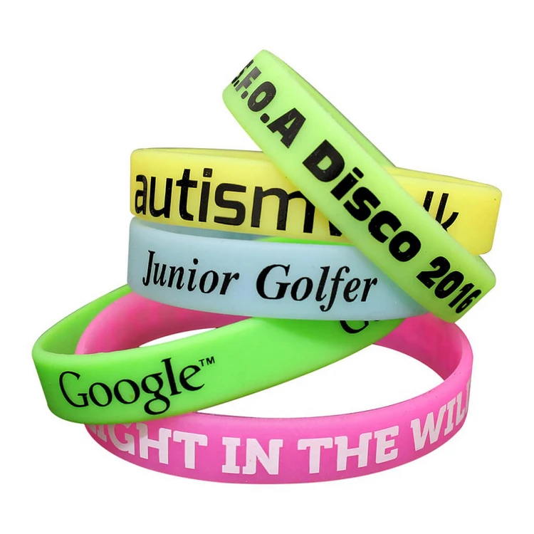 Custom Imprinted Silicone Wristband Glow In The Dark