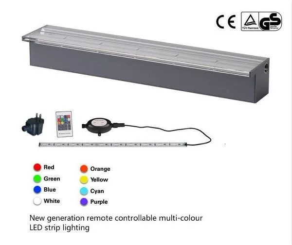 Wall mounted acrylic led waterfall pond waterfall fountain outdoor for swimming pool