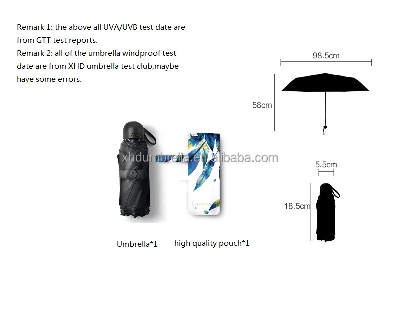 small pocket 5 folding umbrella with fabric case for travel