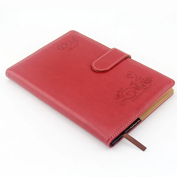 
Custom printing personalized embossed leather agenda notebooks with snap fastener 