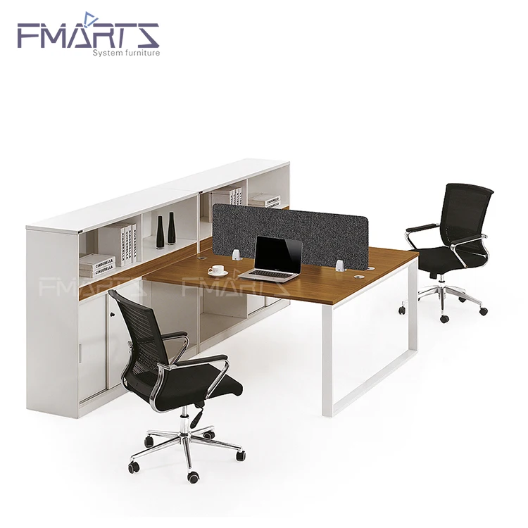 Modern Office Furniture Off-White Side Cabinet 4 Seat Cubicle Divider Office Workstation Staff Table
