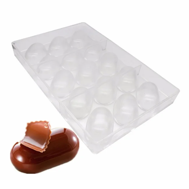 
15 Cups Oval Chocolate Mold Reusable Custom Polycarbonate Chocolate Mold 