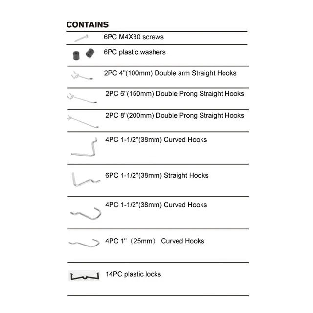 
32PC assorted peg hooks set for 1/8