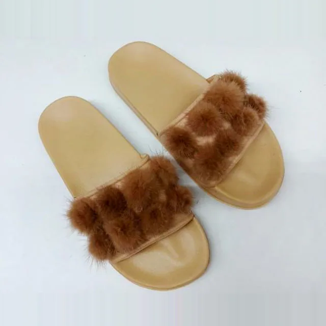 
soft children fur slippers fur slide sandals 