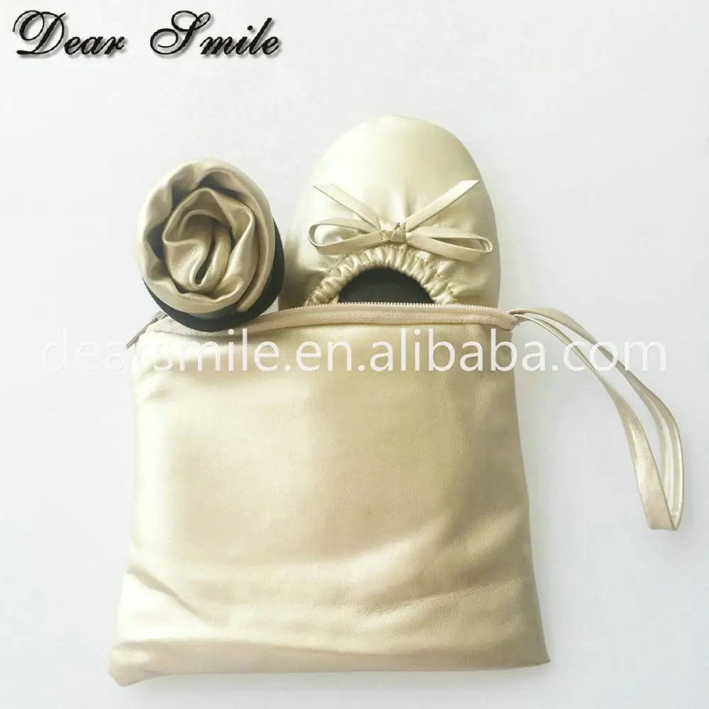 New arrival office lady portable shoes changeable shopping shoes folding ballerina with pouch