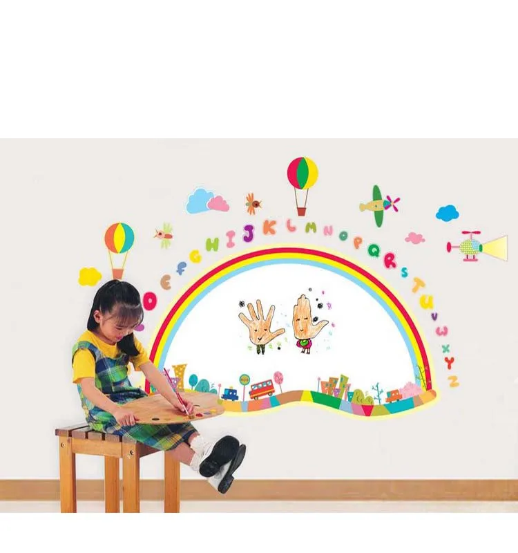 Kindergarten wall sticker colourful rainbow wall decal vinyl sticker