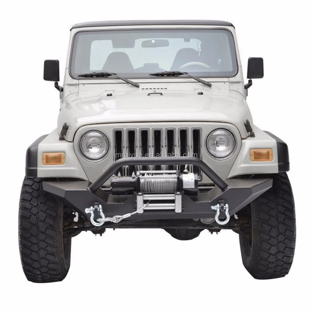 Textured Black Front Bumper W/Winch Plate & D-Ring Fit 1987-2006 TJ