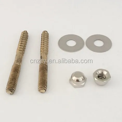 High quality Brass dome thread head Toilet screw set with stainless steel washer and cap nut