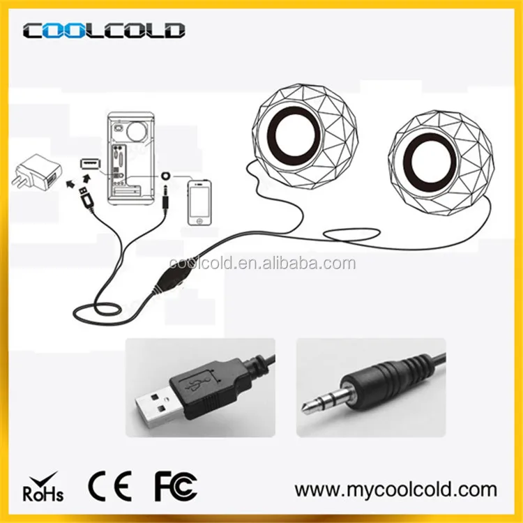 LED USB Speakers- Wired Laptop Speakers 2.0 Channel Small Computer Desktop Speakers for PC, Echo Dot, Updated Version