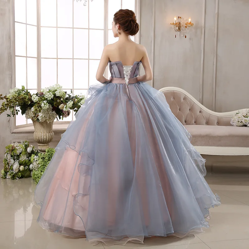 Luxury Handmade Light Gray Flowers Wedding Dress Latest Mariage Ball Gowns Colored Wedding Gowns