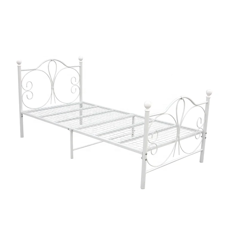 
High quality factory price iron tube white single bed frame 