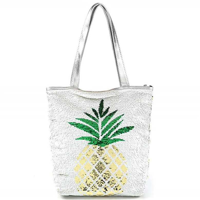 Квадратный практичный Блестящий Печатный ананас блесток ткань мягкая PU Сумка для ноутбука drawstring Рюкзак