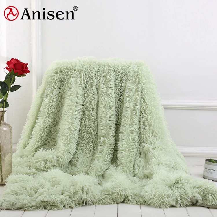 wholesale luxury long hair mink blanket custom faux fur throw blanket