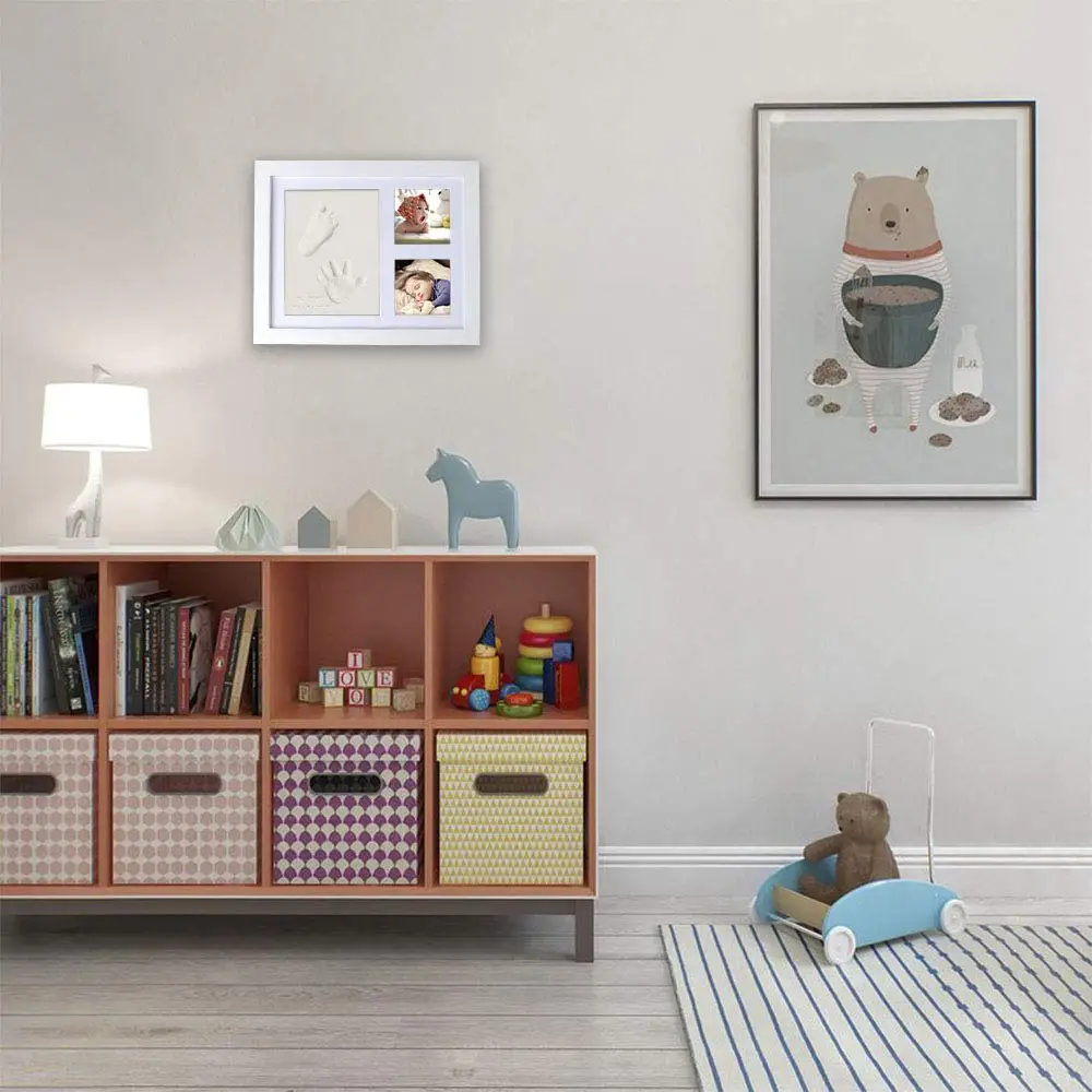 Baby Handprint Kit Footprint Photo Frame for Newborn Girls and Boys Baby Photo Album for Shower Registry Personalized Baby Gift