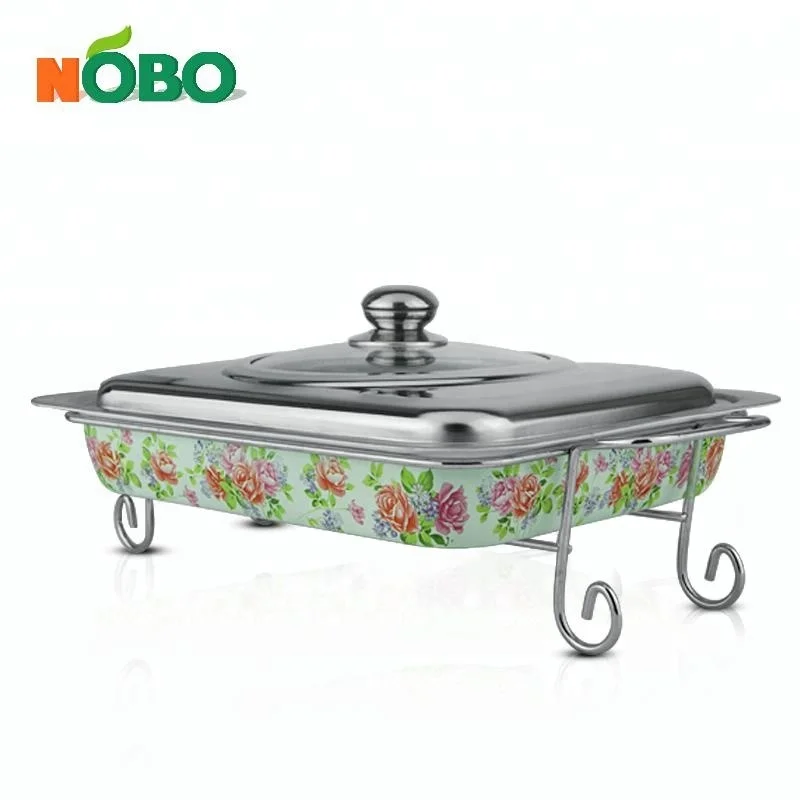 Flower Design banquet party Stainless Steel Buffet Food warmer Server With Stand