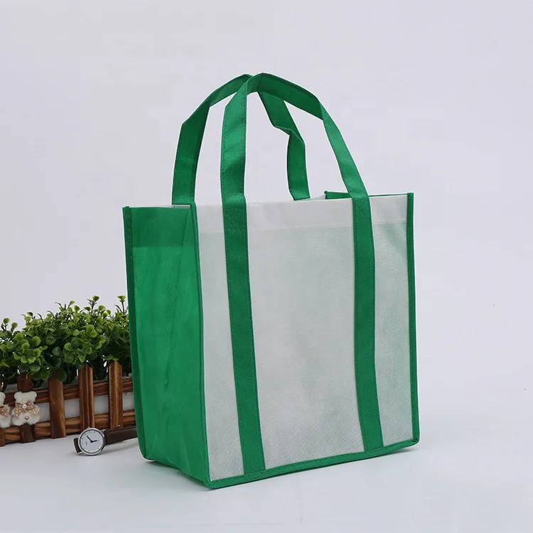 large durable custom logo printed pp non woven fabric store grocery shopping bag with strong long handle