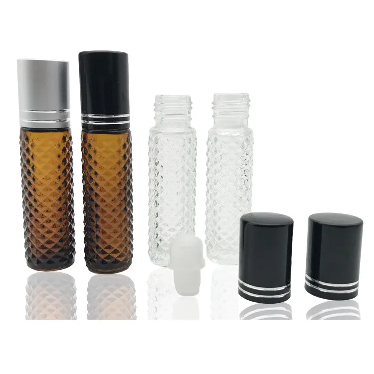 Multi Types Cosmetic Perfume Packaging 5ml 8ml 10ml Empty Frosted Roll On Glass Bottle With Lids