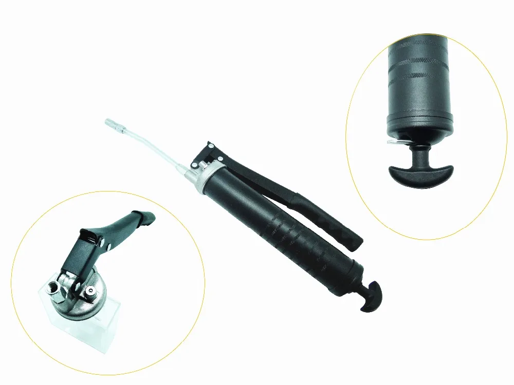 
14oz 9500psi Heavy Duty 3-Way Loading American Type Lever Grease Gun with Jaws Hydraulic Coupler and Extension Pipe 