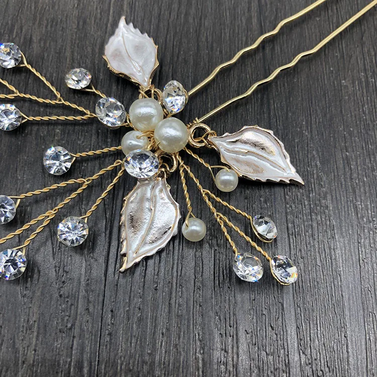 Женские гребни для волос SHSS2021, свадебные украшения для волос с золотыми листьями и жемчугом