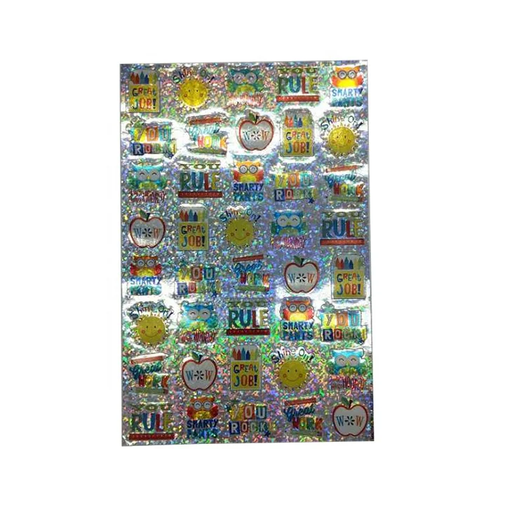 Wholesale Custom Printing Private Cute Cartoon Star Kids Vinyl Glitter Sticker Sheet for Children