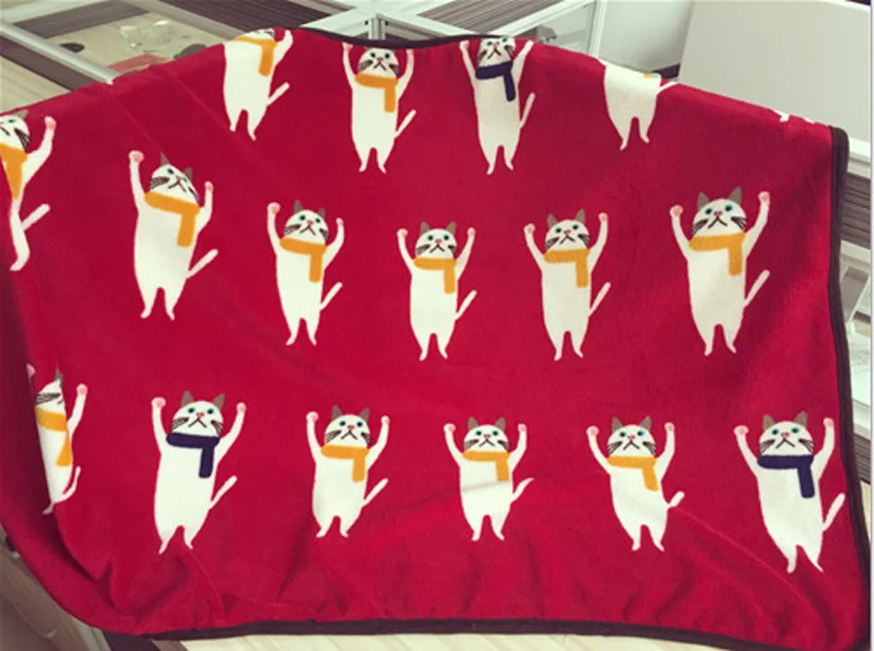 
Factory price soft baby flannel fabric cute cat pattern children air conditioning blanket 