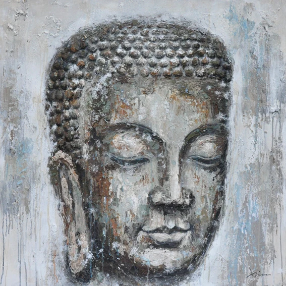 
Hot selling handmade still life head canvas 3D buddha art oil painting 