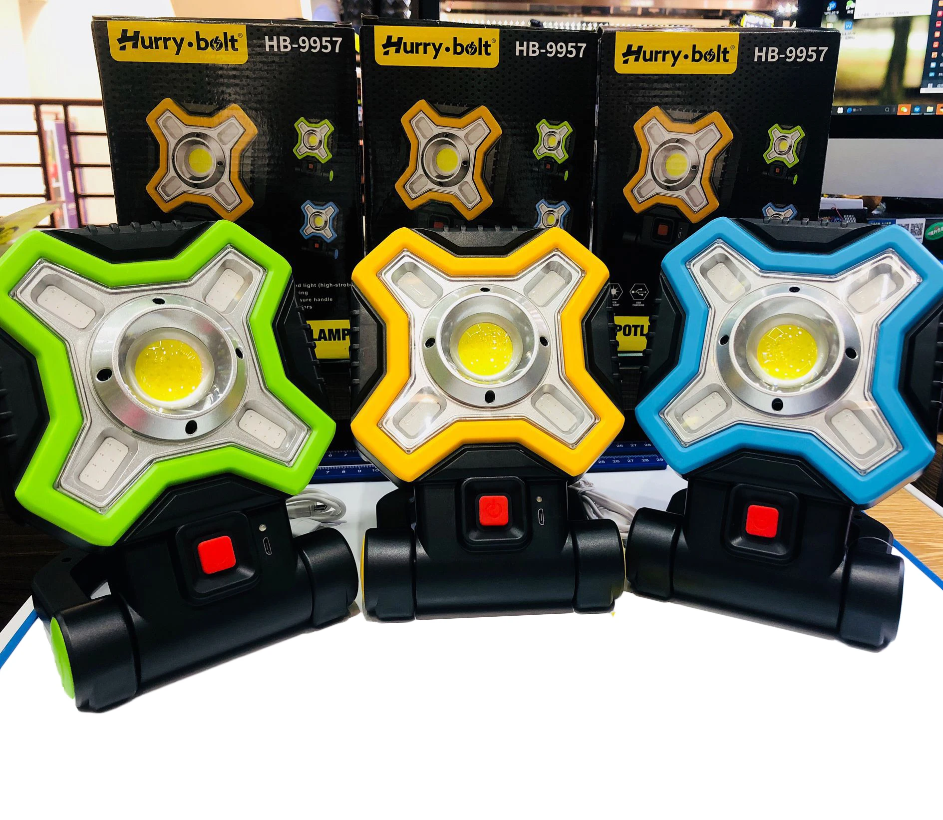 800 Lumen COB Floodlight Outdoor Warning Light Solar Powered  USB Rechargeable LED Work Lights For Car