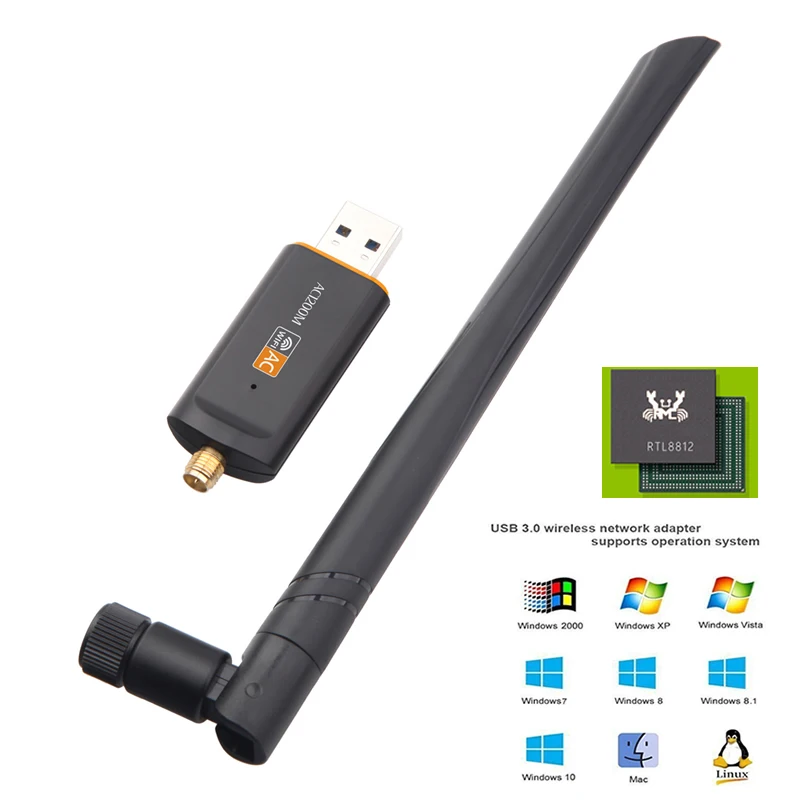 
80211gn usb wifi wireless lan adapter driver rtl8812 chipset ac 1200m usb wifi 5db antenna adapter for android tv box 