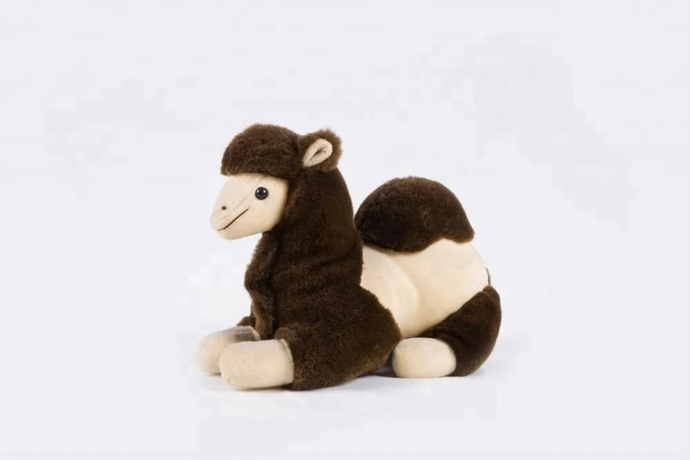 Plush stuffed toys cute brown and black realistic camel