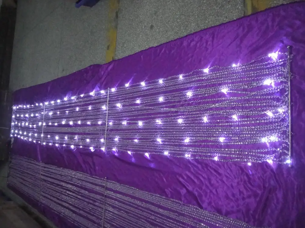 15 FEET LONG DIAMONDS CEILING DRAPE BEADED CURTAIN WAVE DESIGN WITH LED LIGHT