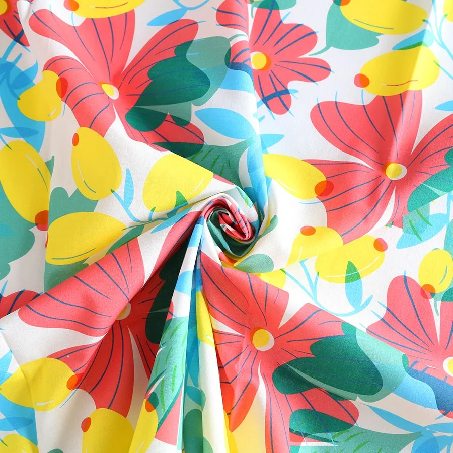 Высококачественная хлопковая льняная ткань с цифровым принтом для платьев