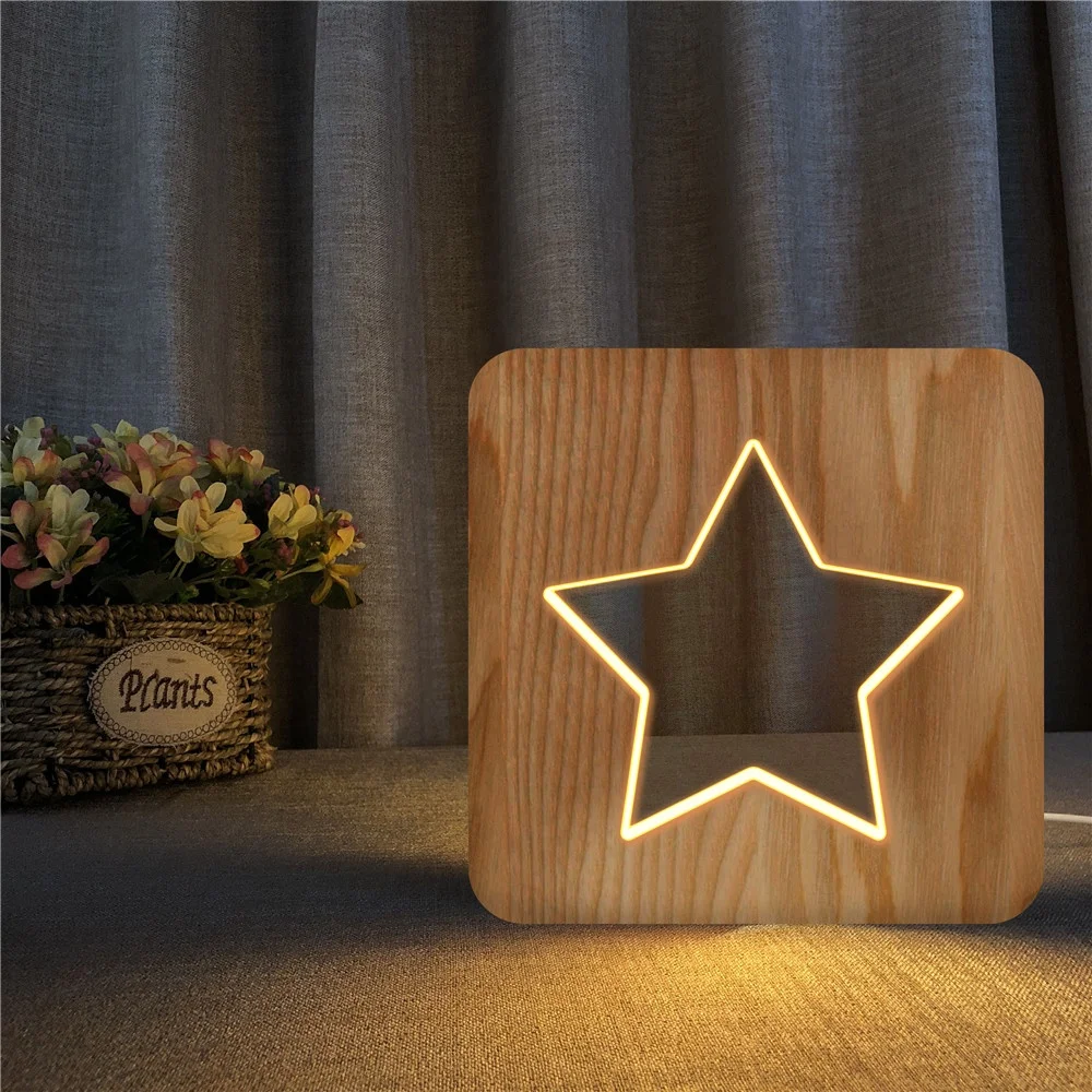 table lamp with wood 3d wooden lamp new product ideas 2019 wooden table lamp FS-T2015W