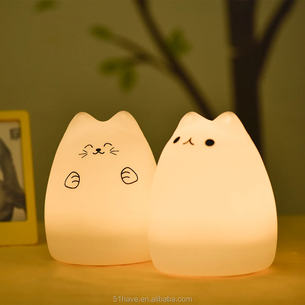 Popular silica gel LED small Shape cat Night Light