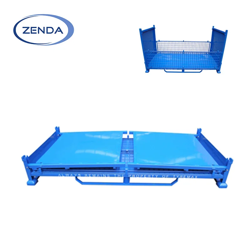 Сверхмощный штабелирование складной стальной металлический поддон для хранения проволочной сетки stillage клетка