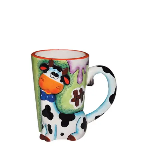 Hot sale 3D cartoon mug, made in China animal mug cow shape ceramic mug sublimation