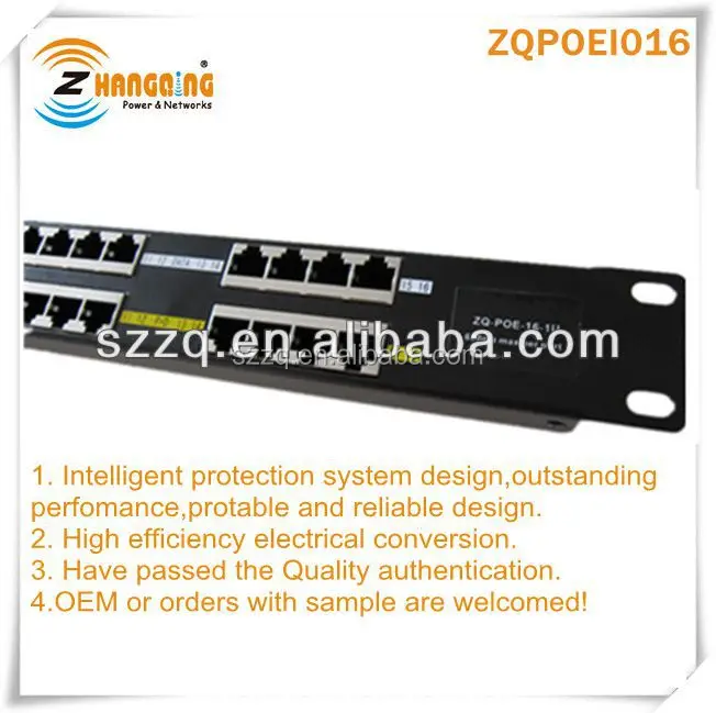 Multiport power over ethernet Patch Panel POE 16 Port for IP camera POE