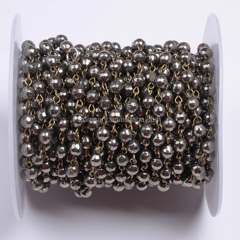 Античная бронзовая проволочная обмотанная цепь в рулонах натуральный гематит четки звено драгоценный камень ожерелье для D I Y