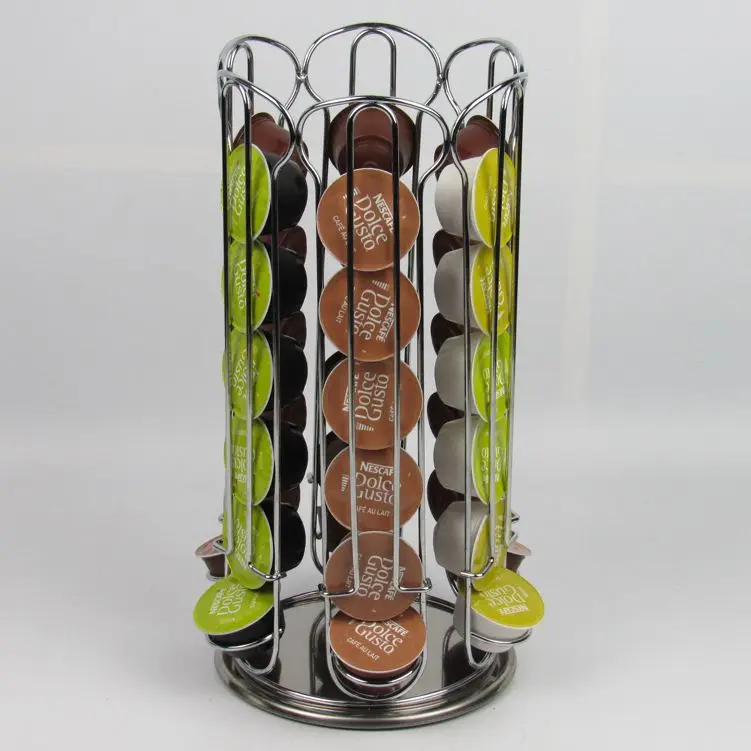 Hot sale revolving 36 Capsule Coffee Pod Holder Tower Stand Rack for Dolce Gusto coffee capsule holder