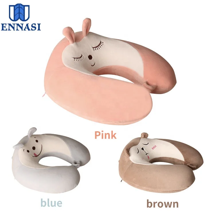 Customized Animal Shape Cartoon Style U-pillow U Shaped Supporting Nap Neck Pillow for Sleep Memory Foam Travel