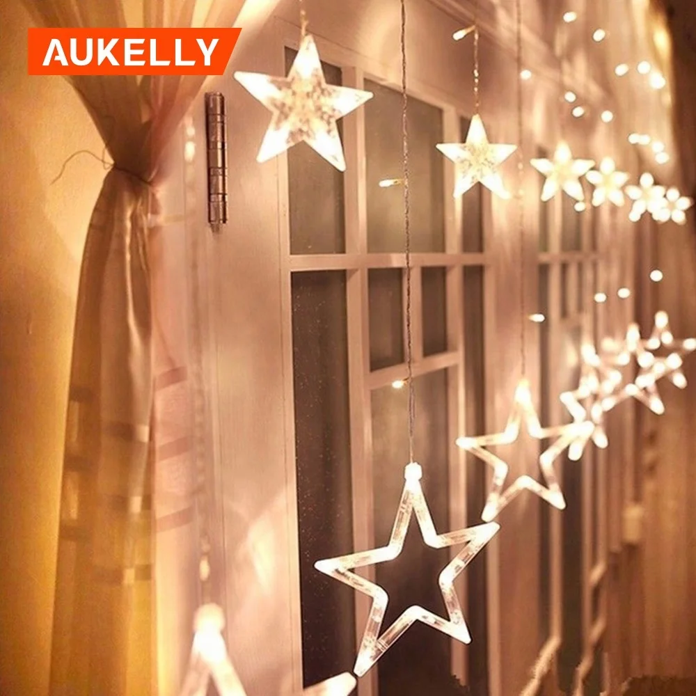 12  LED Star Light Christmas lights Indoor Outdoor Decorative Love Curtains Lamp For Holiday Wedding Party lighting