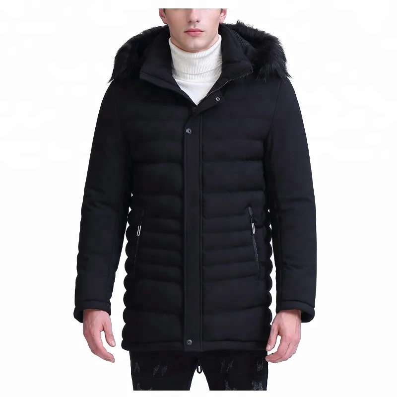 Russian Winter Mens Black Hooded Wholesale Bubble Jacket