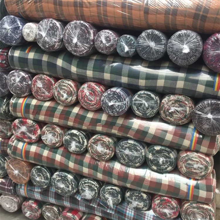 
good quality 21S cotton yarn dyed plaid flannel stocklot fabric 